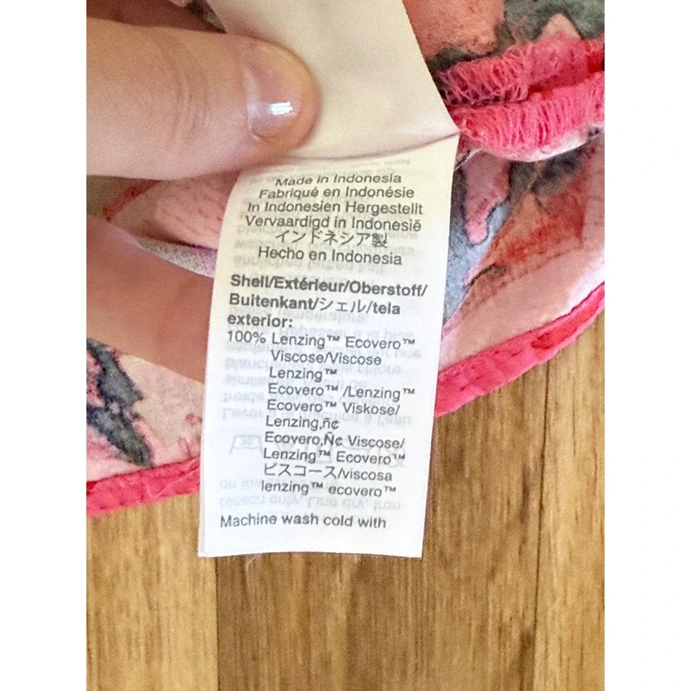 J.Crew Re-Imagined Tropical Floral Parrot Tie Shoulder Tank Top Pink Red XS